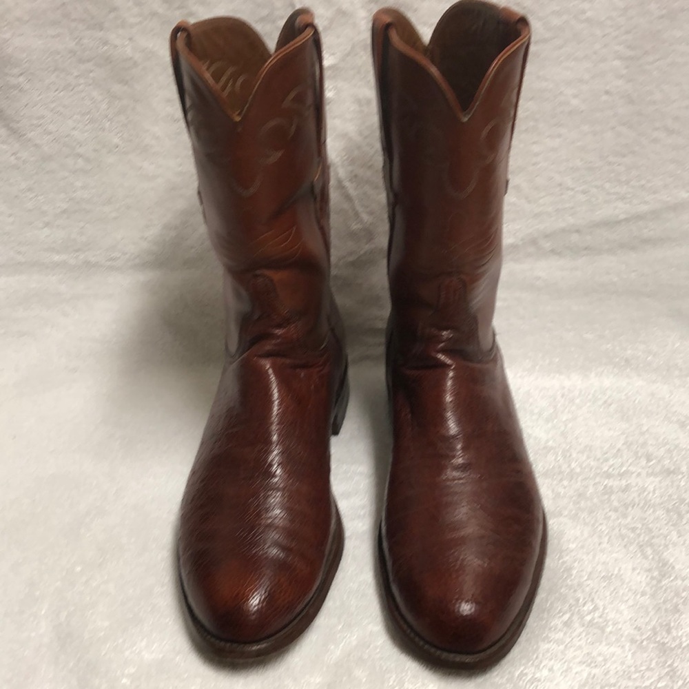 LUCCHESE OSTRICH COWBOY BOOTS MENS SIZE 12 D